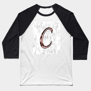 Monogram C Gifts Marble & Gold Look on Letter C, PHONE CASES & other gifts Initial Faux Rose, Copper Graphic Design look Monogram Baseball T-Shirt